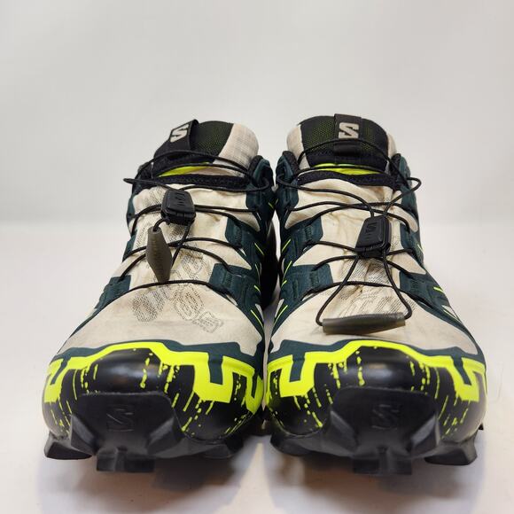 Salomon Mens Speedcross 6 GTX Trail Running Shoes Size 6 Black Green White - Picture 3 of 9